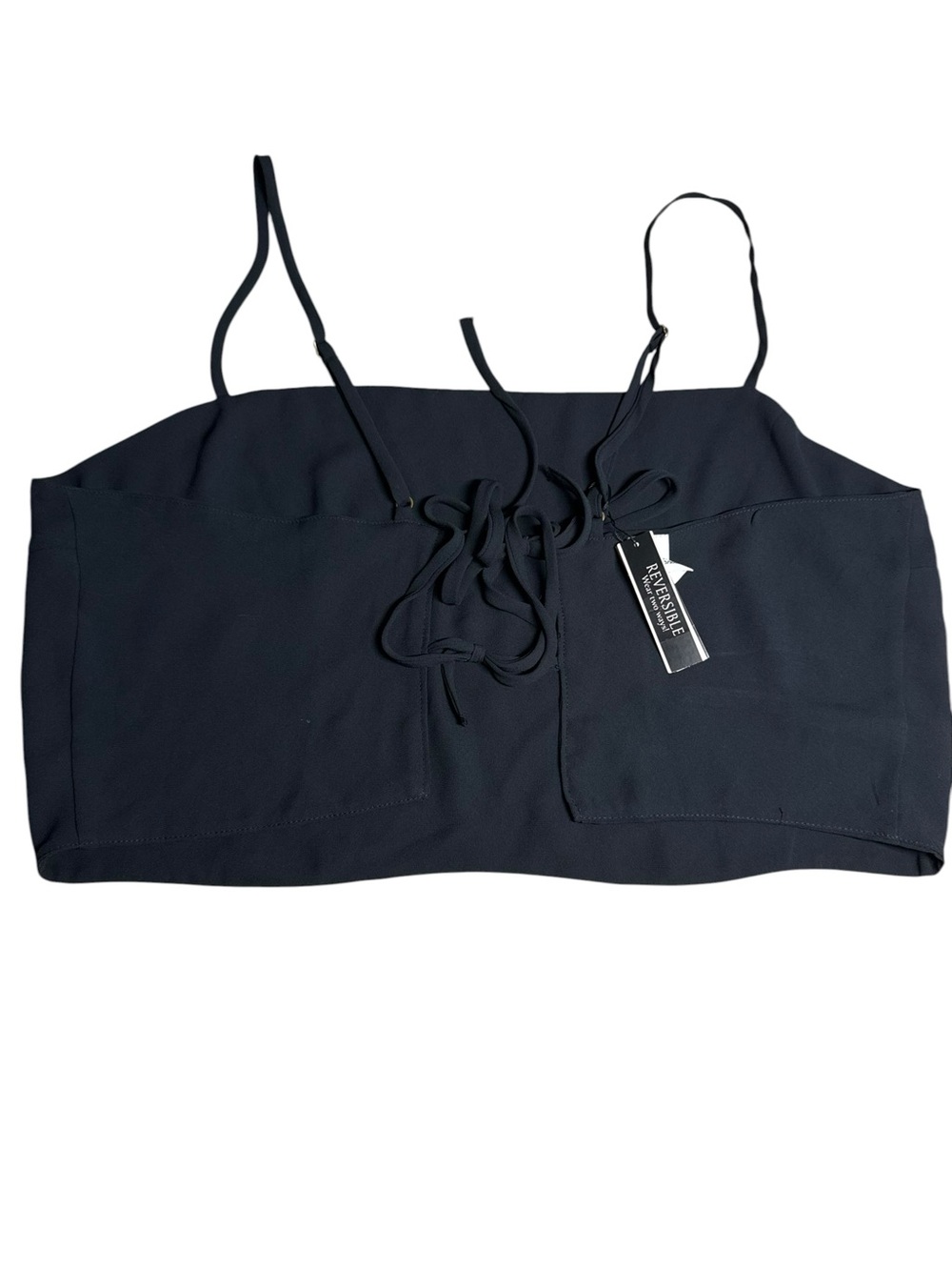 Victoria's Secret Black Tank Top with Lace-Up Front